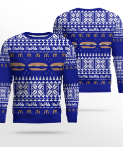 Limited Edition McDonald's McRib Winter 2024 Ugly Christmas Sweater Blue
