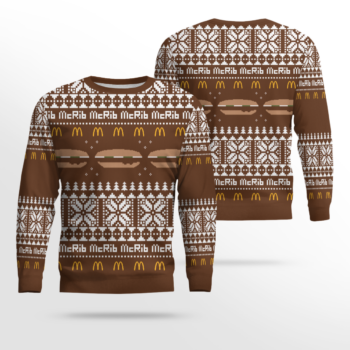 Limited Edition McDonald's McRib Winter 2024 Ugly Christmas Sweater Brown