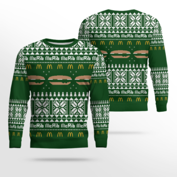 Limited Edition McDonald's McRib Winter 2024 Ugly Christmas Sweater Green