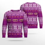 Limited Edition McDonald's McRib Winter 2024 Ugly Christmas Sweater Purple