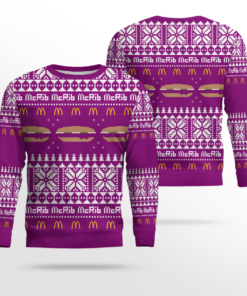 Limited Edition McDonald's McRib Winter 2024 Ugly Christmas Sweater Purple