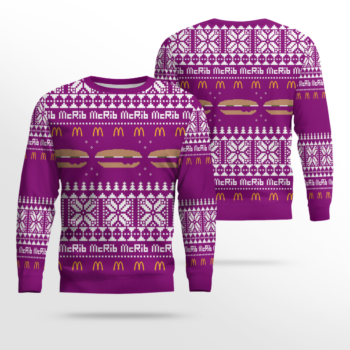 Limited Edition McDonald's McRib Winter 2024 Ugly Christmas Sweater Purple
