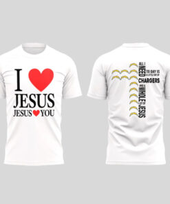 Los Angeles Chargers Cameron Dicker I Love Jesus Jesus Loves You T-Shirt