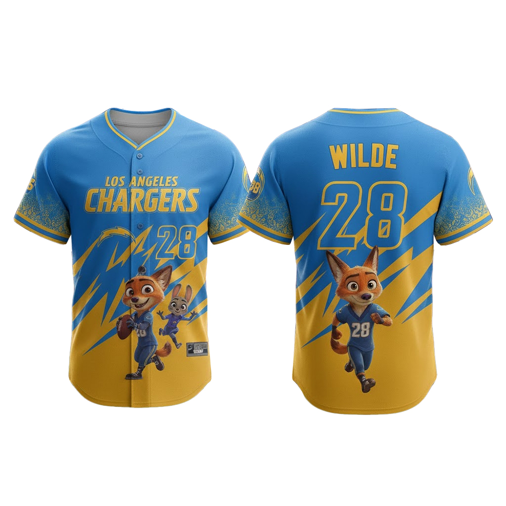 Los Angeles Chargers x Zootopia 2 Wilde Hopps Baseball Jersey 2025 Los Angeles Chargers x Zootopia 2 Wilde Hopps Baseball Jersey 2025