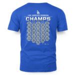 Los Angeles Dodgers Royal 2025 World Series Champions Jersey Roster T-Shirt