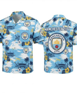 Manchester City Hawaiian Shirt – Tropical Palm Tree Etihad Stadium