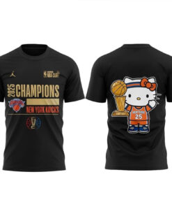 New York Knicks Hello Kitty ifts The Trophy Cup 2025 Champions T-Shirt