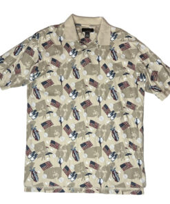 Patriotic American Flag & Golf Bag Vintage Style Polo Shirt