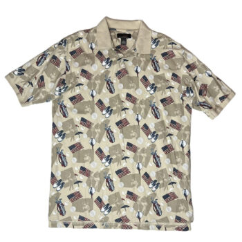 Patriotic American Flag & Golf Bag Vintage Style Polo Shirt