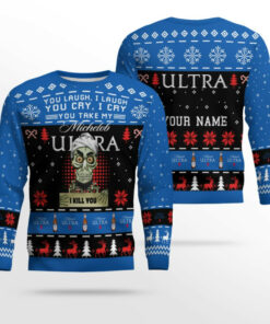 Personalized Michelob Ultra Funny Skeleton Ugly Christmas Sweater