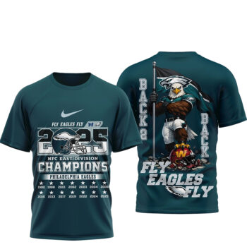 Philadelphia Eagles 2025 NFC East Champions Fly Eagles Fly T-Shirt