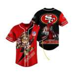 San Francisco 49Ers Mascot And Skull Custom Name Baseball Jersey