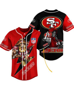San Francisco 49Ers Mascot And Skull Custom Name Baseball Jersey