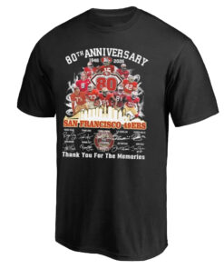 San Francisco 49ers 80th Anniversary 1946-2026 Players Signatures Thank You For The Memories T-Shirt