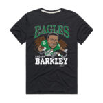 Saquon Barkley Charcoal Philadelphia Eagles Caricature Player Graphic T-Shirt
