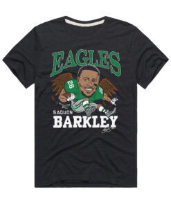 Saquon Barkley Charcoal Philadelphia Eagles Caricature Player Graphic T-Shirt
