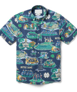 University of Notre Dame Scenic Performance Navy Hawaiian Pocket Shirt