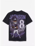 Baltimore Ravens Lamar Jackson Graphic Wash T-Shirt 1 Baltimore Ravens Lamar Jackson Graphic Wash T-Shirt