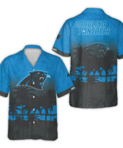 Carolina Panthers Logo Tropical Palm Tree Print Hawaiian Shirt