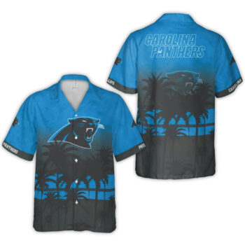 Carolina Panthers Logo Tropical Palm Tree Print Hawaiian Shirt
