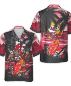 Chiefs Kingdom Kansas City Chiefs Tropical Tiki Surfboard Hawaiian Shirt
