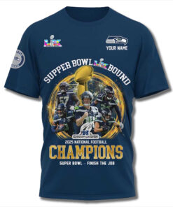 Custom Name Seattle Seahawks 2025 NFC Championship Finish The Job T-Shirt