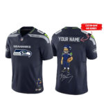 Custom Name and Number Seattle Seahawks Bad Bunny Super Bowl 2026 Champs Football Jersey