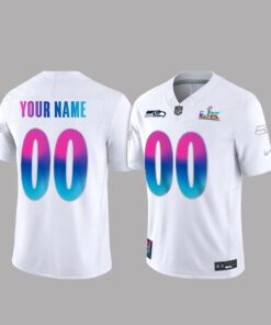 Custom Name and Number Seattle Seahawks Super Bowl LX White Football Jersey