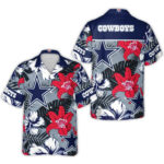 Dallas Cowboys Star Logo With Tropical Floral Pattern Hawaiian Shirt