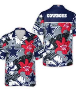 Dallas Cowboys Star Logo With Tropical Floral Pattern Hawaiian Shirt