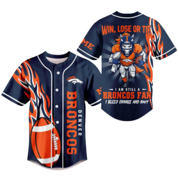 Denver Broncos 2026 Win Lose or Tie Personalized Name Baseball Jersey