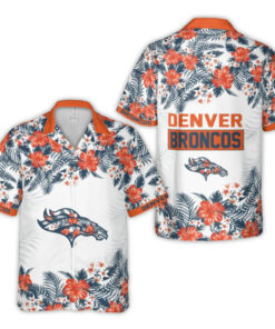 Denver Broncos Logo With Floral Tropical Pattern Hawaiian Shirt