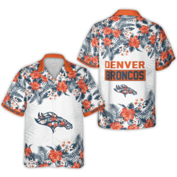 Denver Broncos Logo With Floral Tropical Pattern Hawaiian Shirt
