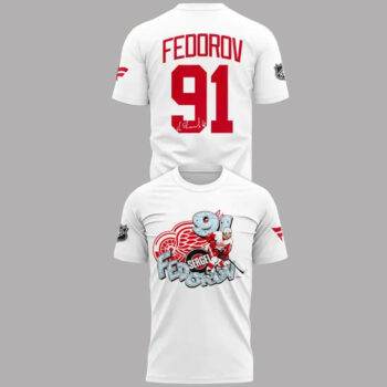 Detroit Red Wings Sergei Fedorov Number 91 White T-Shirt