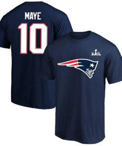 Drake Maye Navy New England Patriots Super Bowl LX Name & Number T-Shirt