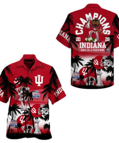 Indiana Hoosiers Champions 2025 Peach Bowl Hawaiian Shirt