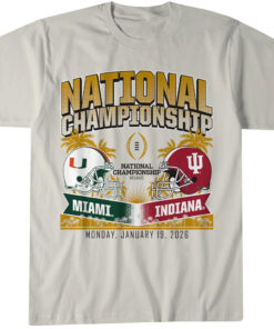 Indiana Hoosiers & Miami Hurricanes CFP National Championship Matchup T-Shirt