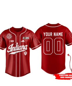 Indiana Hoosiers National Champions Red Custom Name and Number Baseball Jersey