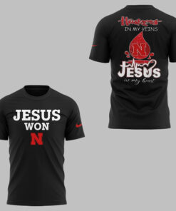 Jesus Won x Nebraska Huskers in My Veins In My Heart T-Shirt