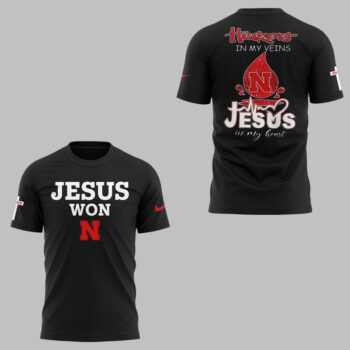 Jesus Won x Nebraska Huskers in My Veins In My Heart T-Shirt