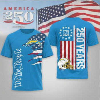 Los Angeles Chargers Football League We The People USA 250th Anniversary T-Shirt