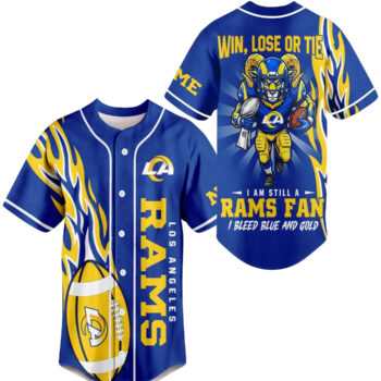 Los Angeles Rams 2026 I Bleed Blue And Gold Personalized Name Baseball Jersey