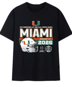 Miami Hurricanes CFP Semifinal at The Vrbo Fiesta Bowl Champions Helmet 2026 T-Shirt