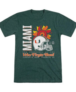 Miami Hurricanes Green 2026 Vrbo Fiesta Bowl Helmet T-Shirt
