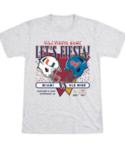 Miami Hurricanes Grey 2026 Vrbo Fiesta Bowl Matchup T-Shirt