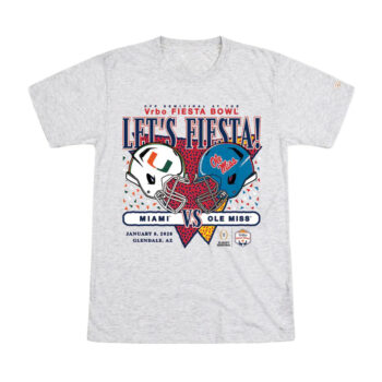 Miami Hurricanes Grey 2026 Vrbo Fiesta Bowl Matchup T-Shirt