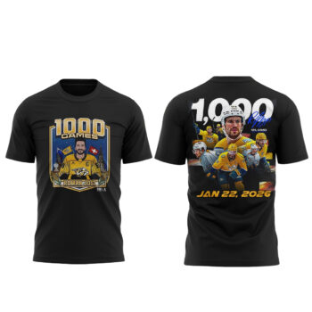 Nashville Predators Roman Josi 1000 Games Hockey League T-Shirt