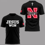 Nebraska Huskers Jesus Won Black T-Shirt