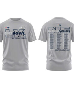 New England Patriots Super Bowl LX Roster T-Shirt