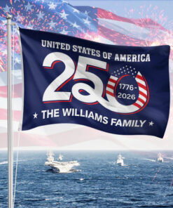 Patriotic 250th Anniversary 1776-2026 United States Custom Name Fammily Flag